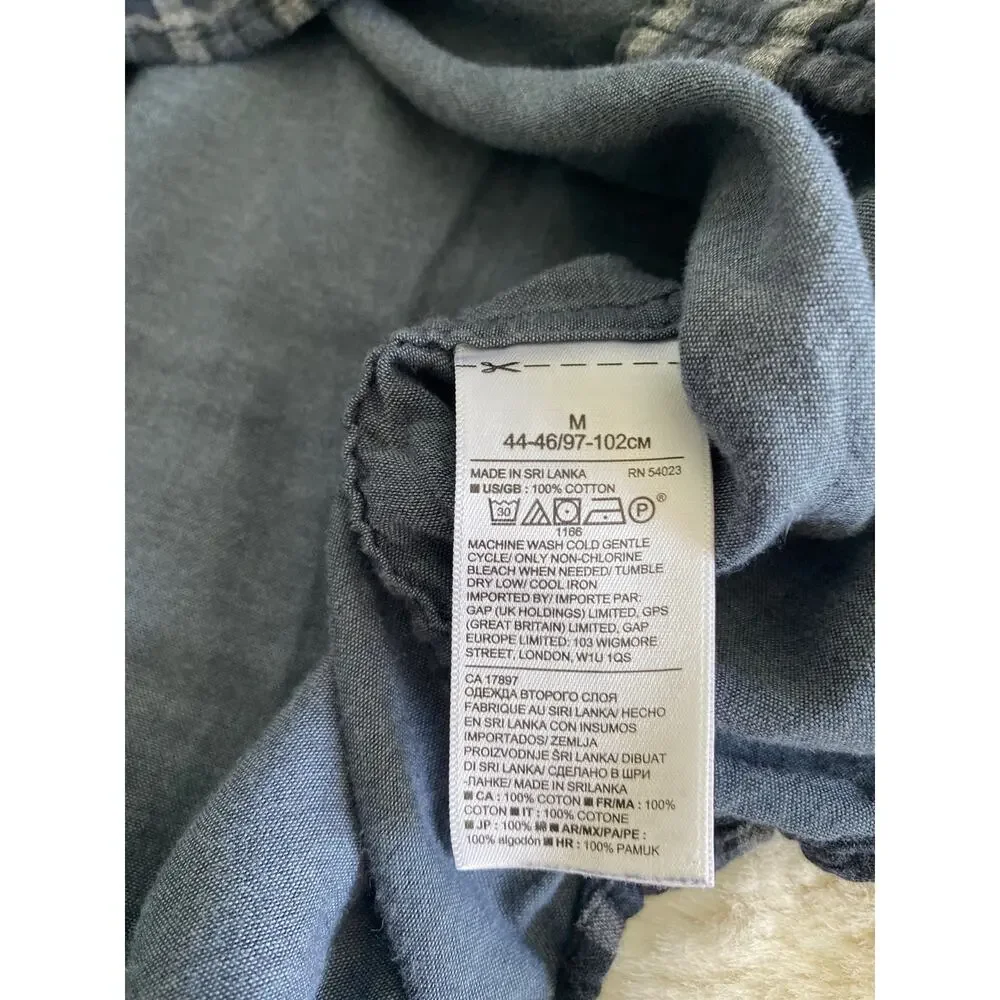 Banana‎ Republic Blue Gray Black Plaid Button Up Men’s Slim Fit Shirt Size M